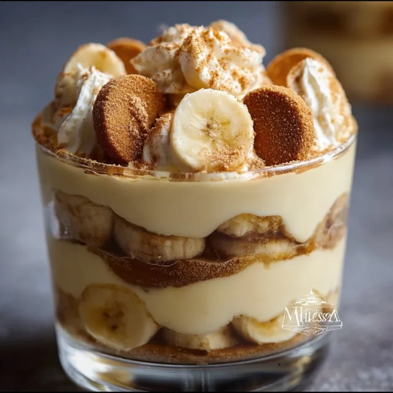 Delicious Biscoff Banana Pudding dessert with banana slices and Biscoff cookies
