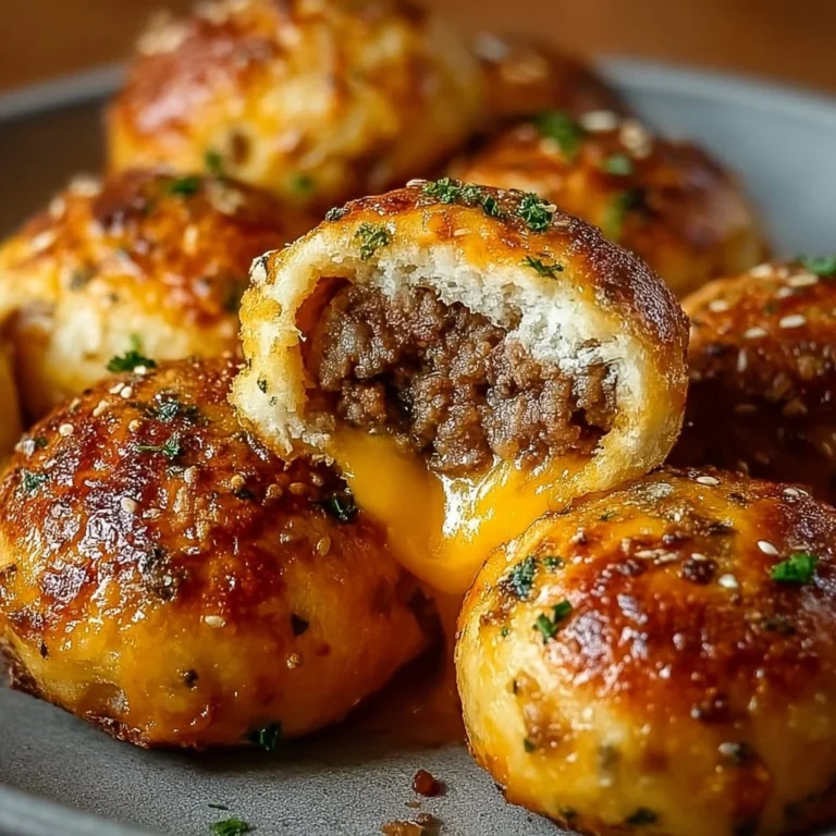 Cheesy Garlic Parmesan Cheeseburger Bombs served on a plate