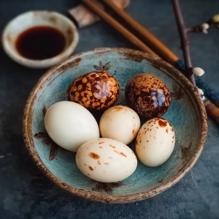 Chinese tea eggs simmered in flavorful tea and spices.