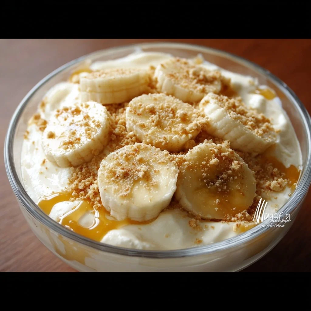 Delicious cottage cheese banana pudding served in a bowl