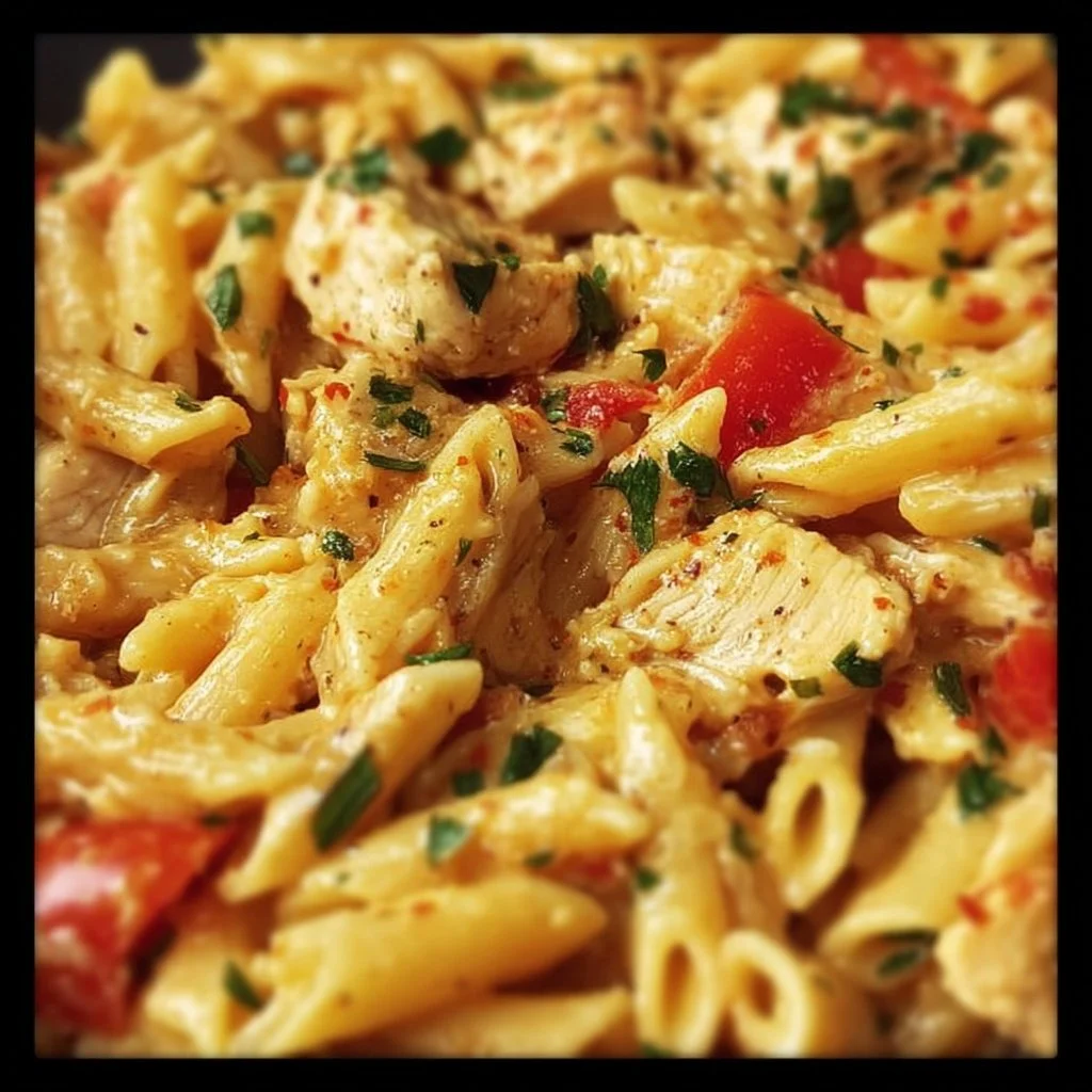 Creamy Cajun Chicken Pasta dish garnished with herbs