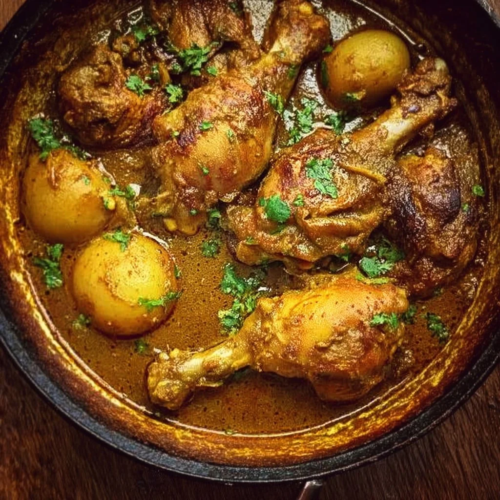 Curry Braised Chicken Legs served with aromatic spices and herbs