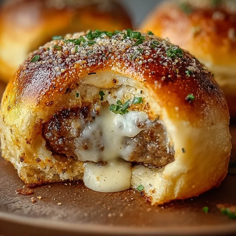 Garlic Parmesan Cheeseburger Bombs served on a plate