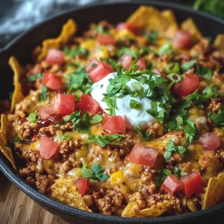 Delicious ground chicken taco casserole served in a baking dish