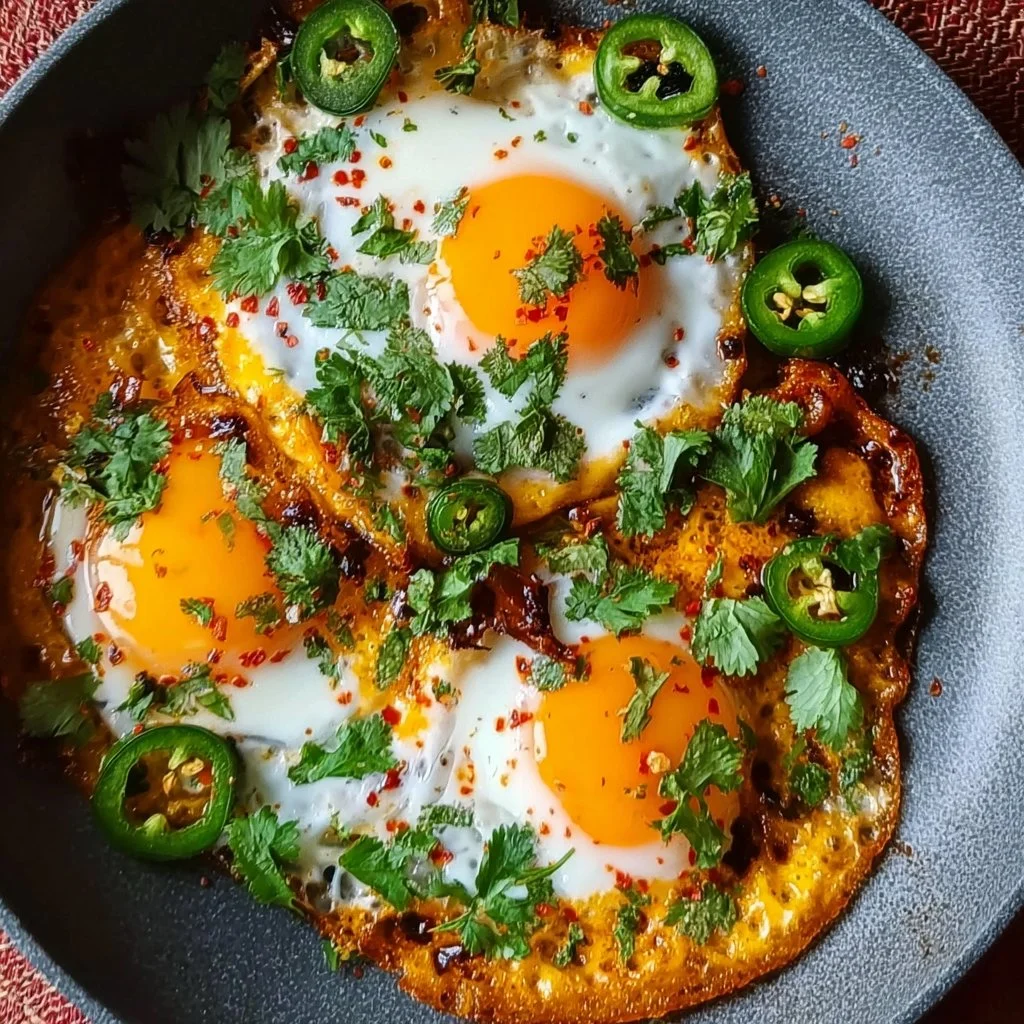 Delicious Indian-inspired masala fried eggs served on a plate