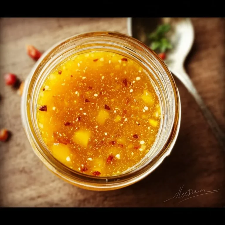 Mango Habanero Honey Garlic Sauce drizzled over grilled chicken.