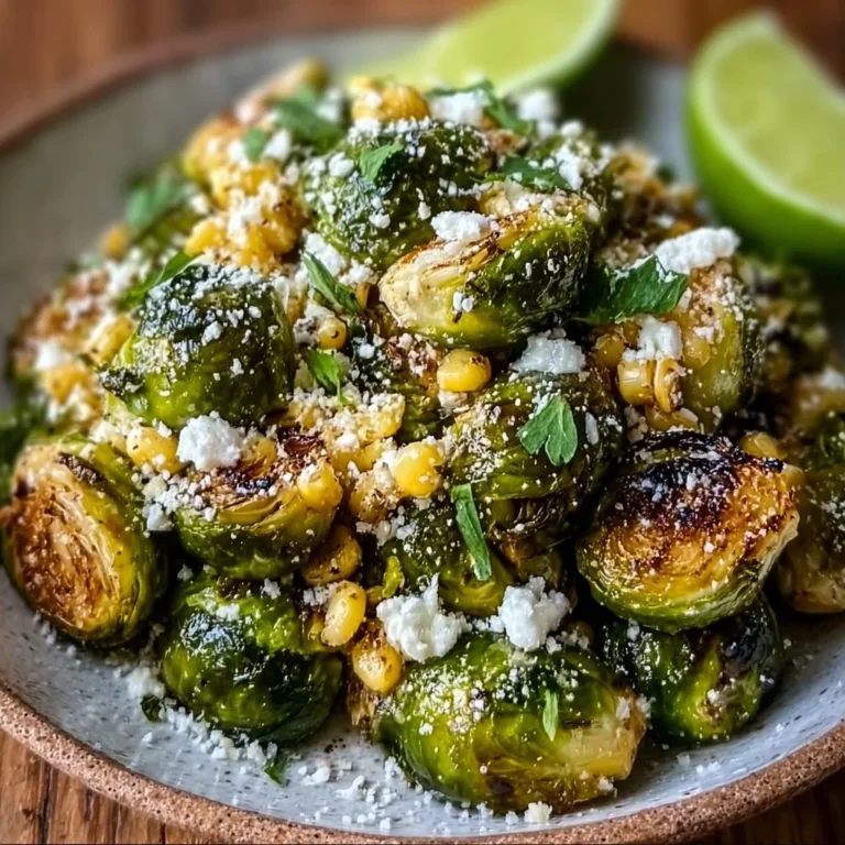 Mexican Street Corn Brussels Sprouts topped with creamy sauce and cheese