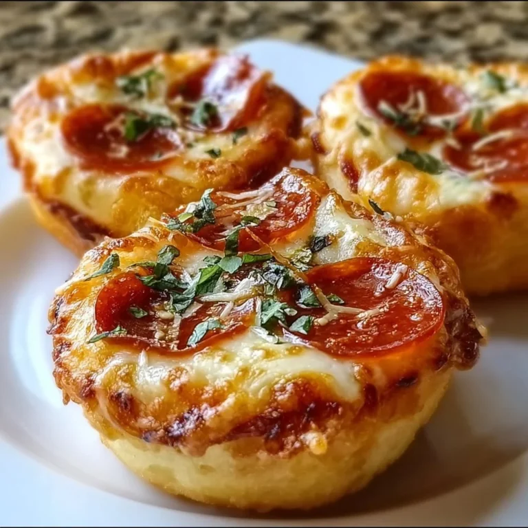 Mini deep dish crescent roll pizzas topped with cheese and pepperoni