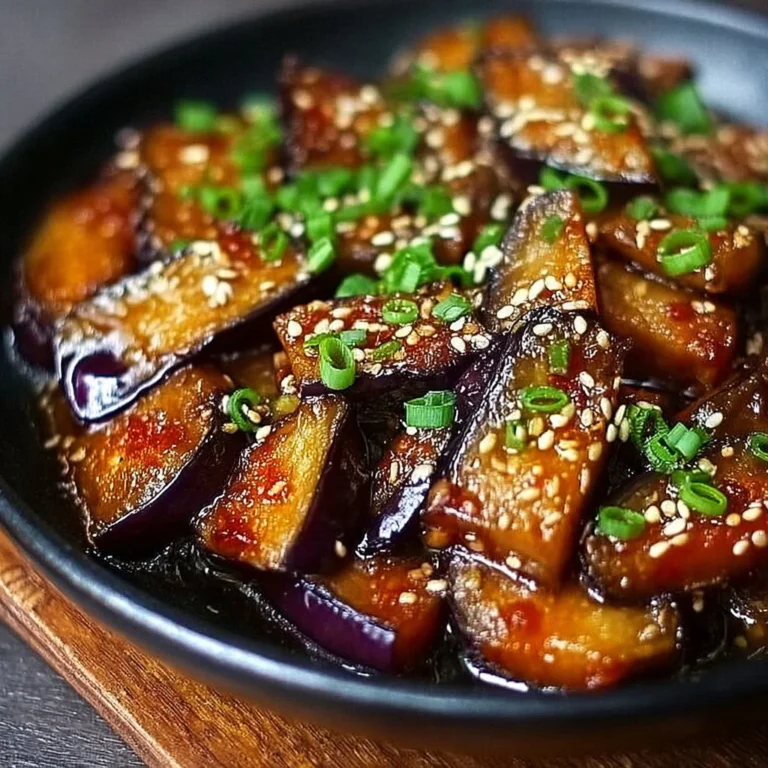 Deliciously miso glazed eggplant served on a plate