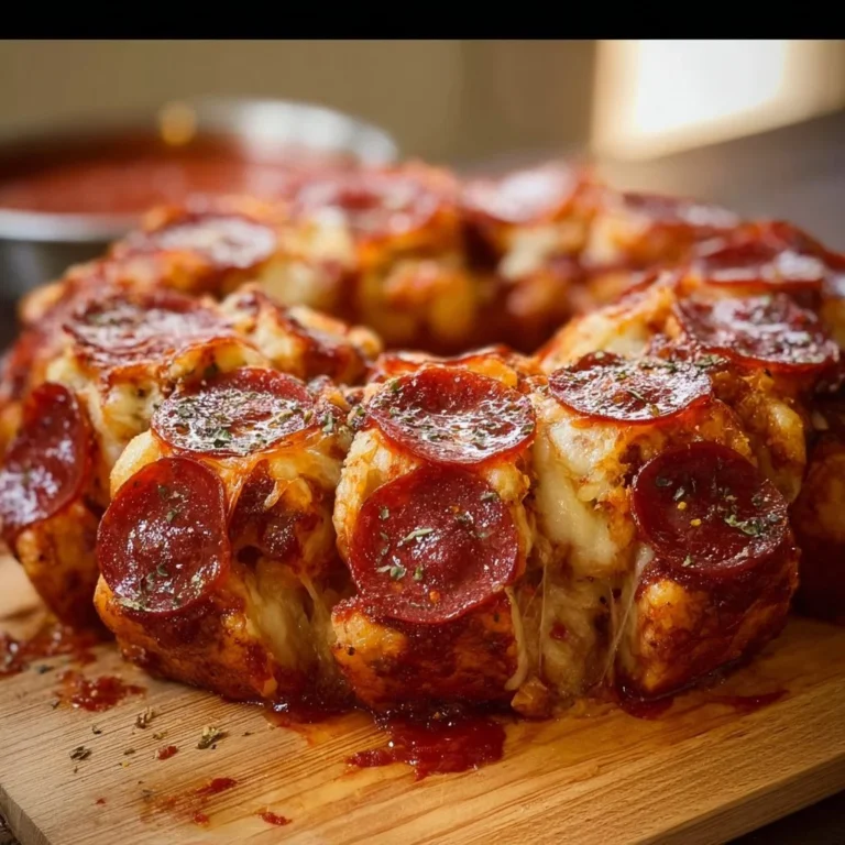 Pepperoni Pizza Monkey Bread freshly baked and served with marinara sauce