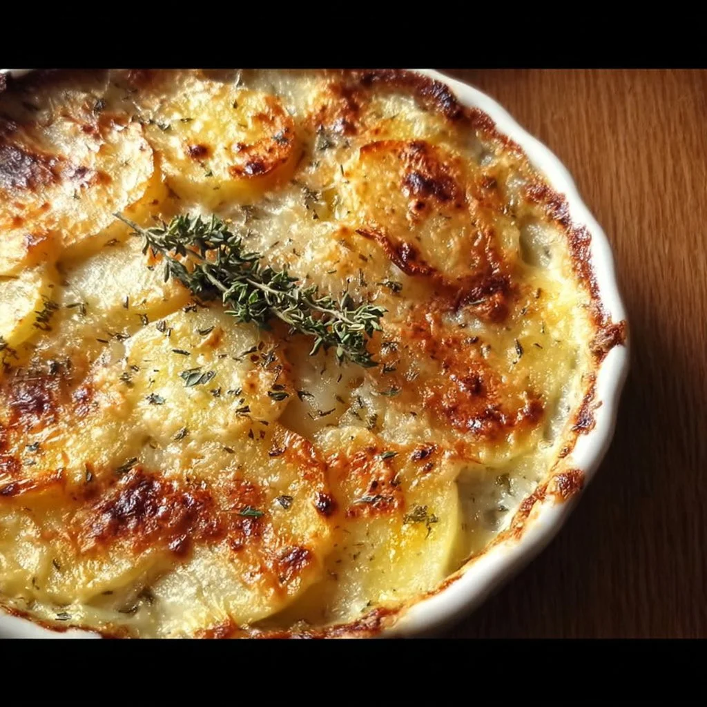Delicious Potato Leek Gratin with creamy layers of potatoes and leeks