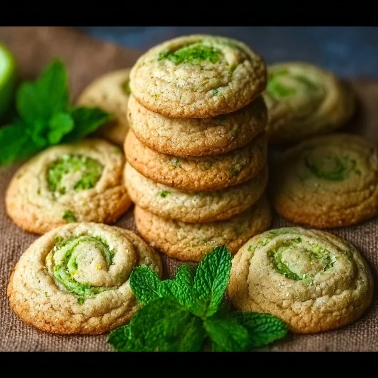 Soft and chewy mojito cookies on a plate, garnished with mint leaves.