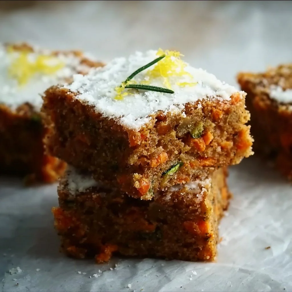 Spiced ginger carrot and zucchini bars on a plate, perfect for a healthy treat