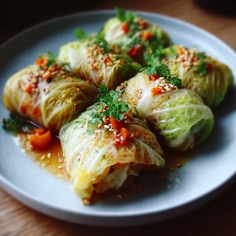 Delicious and healthy vegan cabbage rolls filled with vegetables and grains