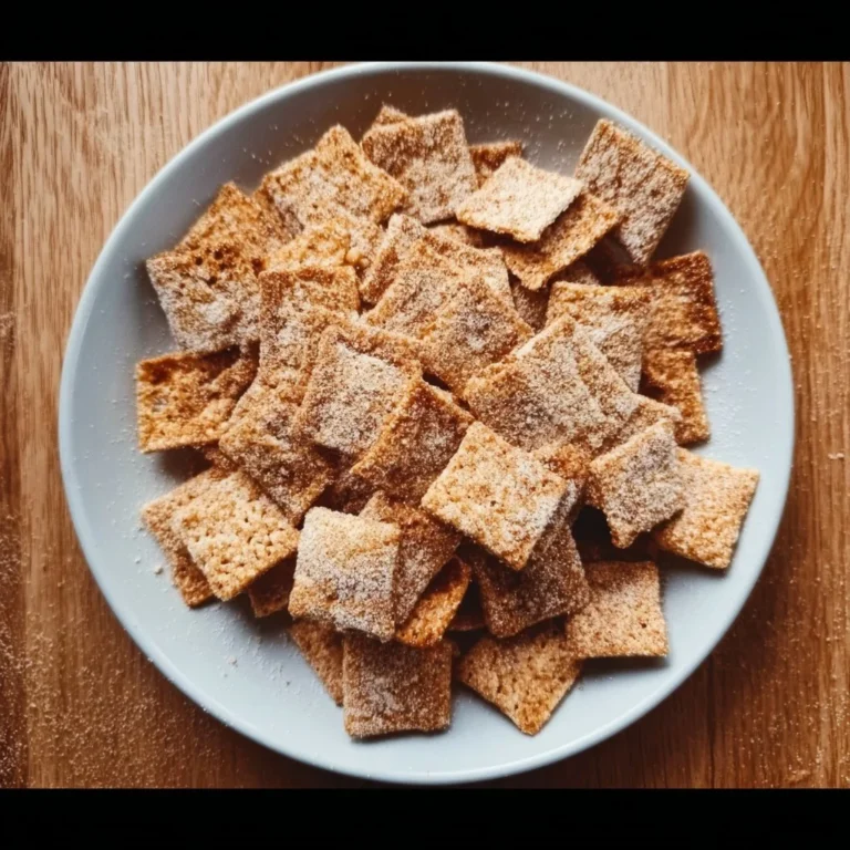 Bowl of Vegan Cinnamon Toast Crunch with almond milk and cinnamon topping