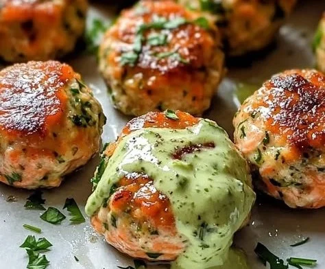 Baked Salmon Meatballs with Creamy Avocado Sauce