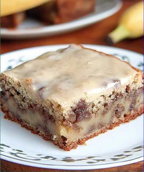 Delicious banana bread brownies topped with chocolate