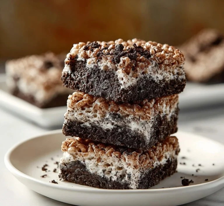 Delicious Oreo Krispies dessert with chocolate and marshmallows