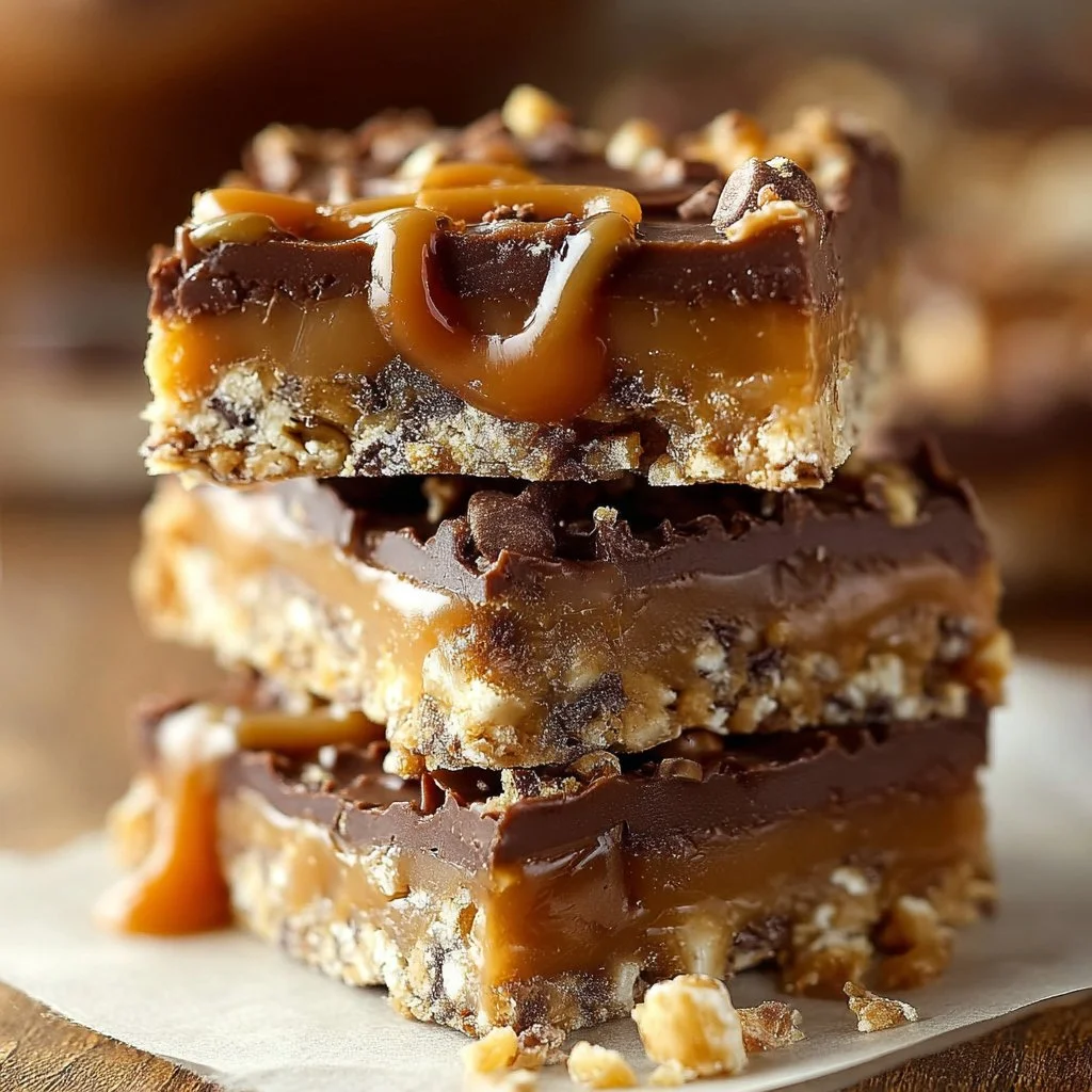 Caramel Chocolate Crunch Bars