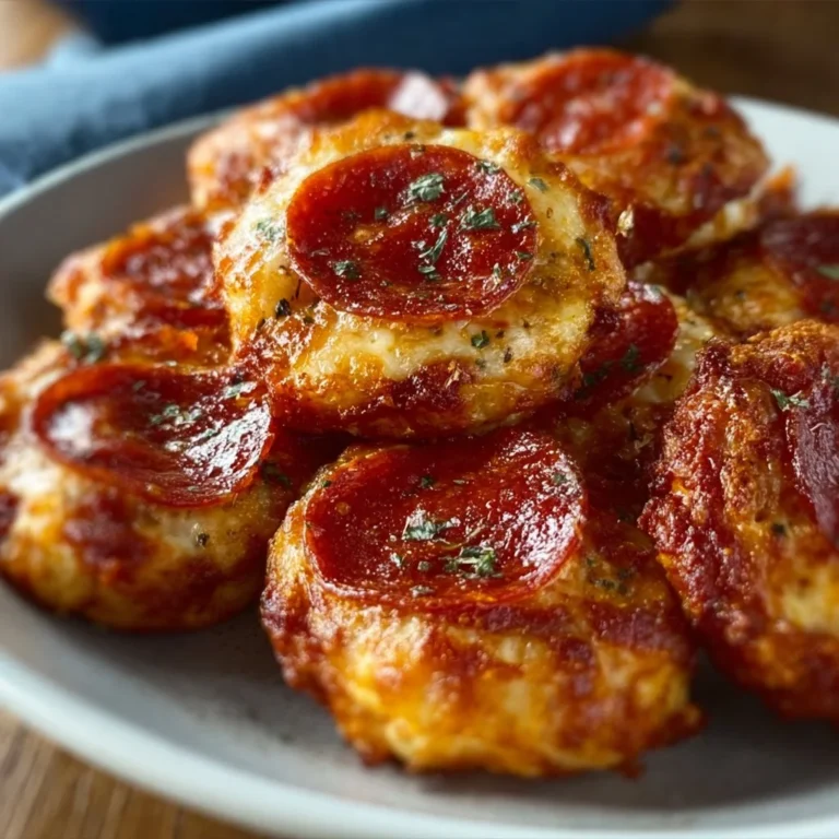Cheesy Keto Pepperoni Bites on a plate, perfect for low-carb snack lovers.
