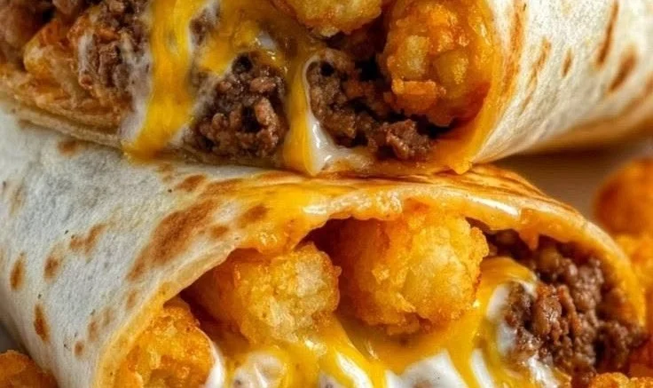 Cheesy Potato Burritos with Crispy Tater Tots