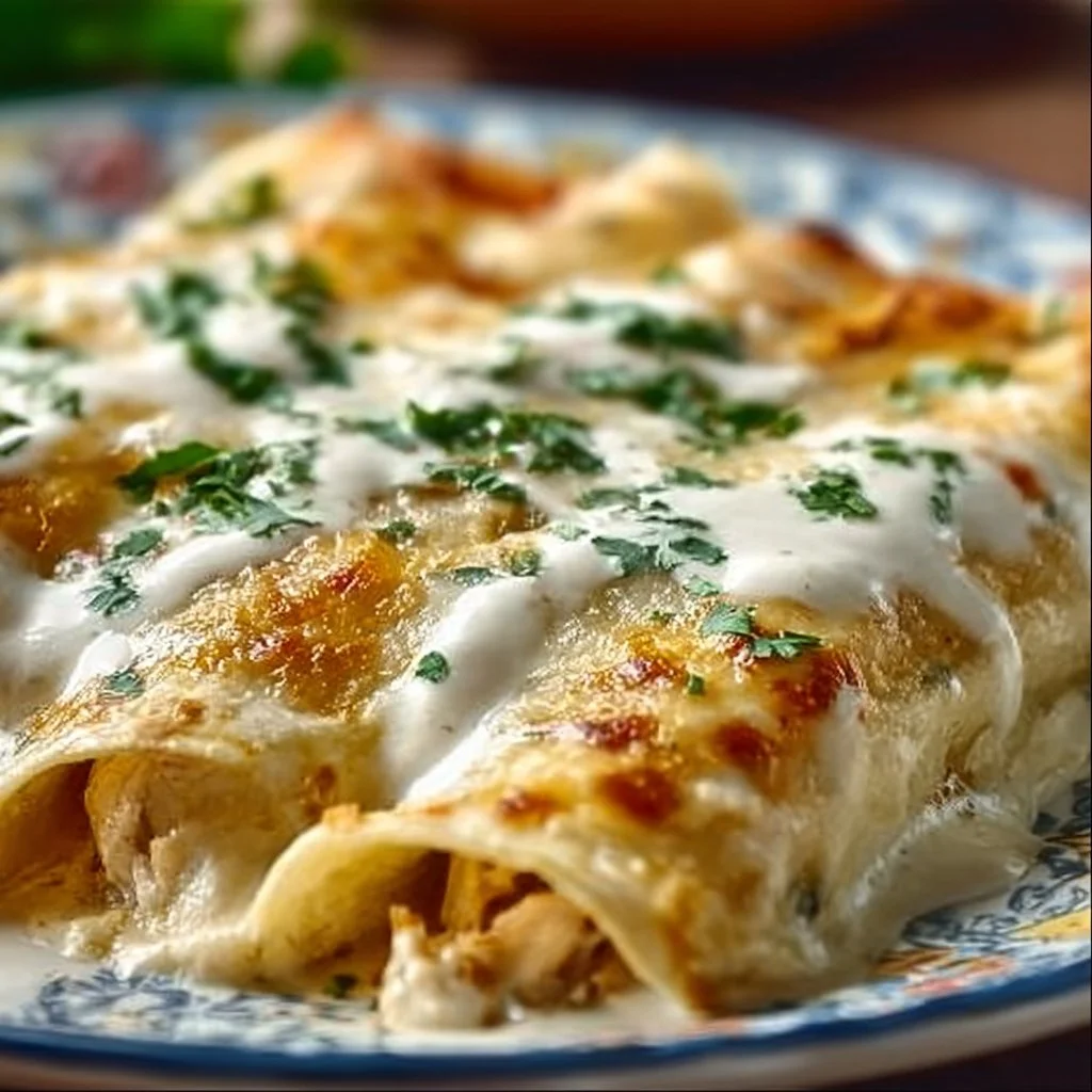 Chicken Enchiladas with Sour Cream White Sauce