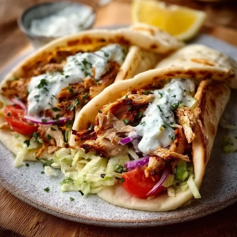 Delicious chicken gyros served with creamy tzatziki sauce.