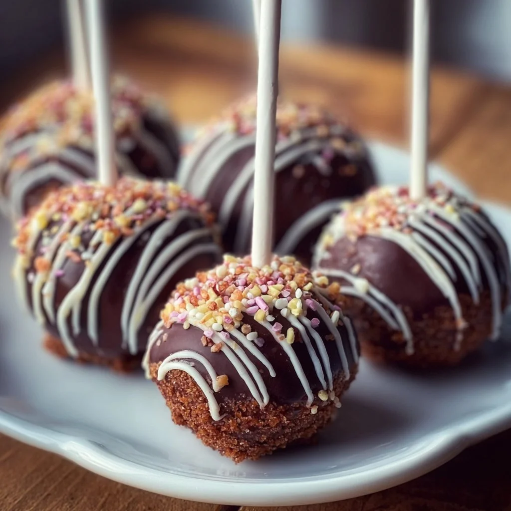 Delicious chocolate cake pops displayed on a festive table