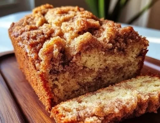 Cozy Cinnamon Crumb Banana Bread Loaf with a delicious crumb topping
