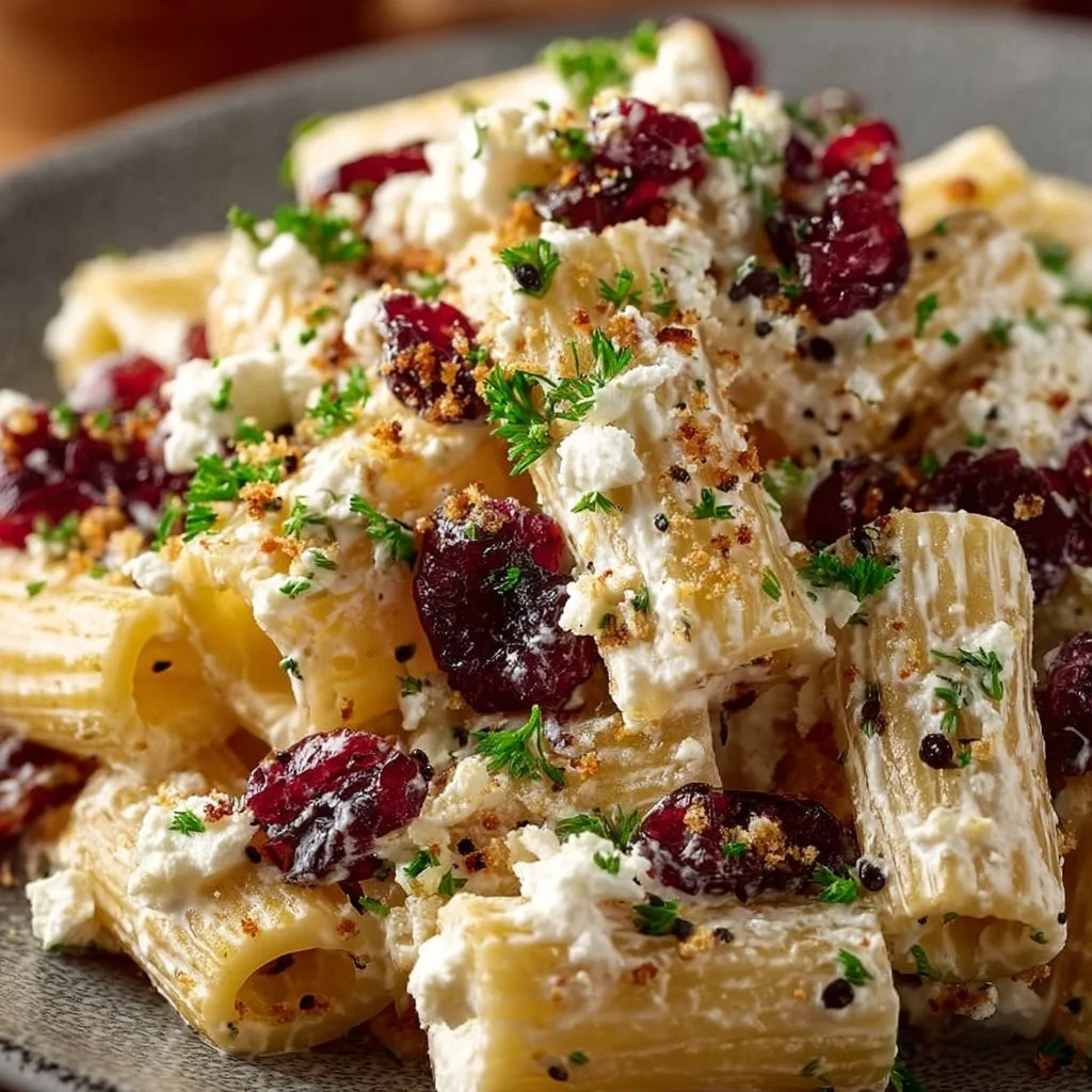 Creamy Feta and Cranberry Rigatoni Salad