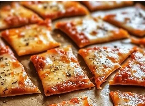 Crispy pizza chips served in a bowl for snacking