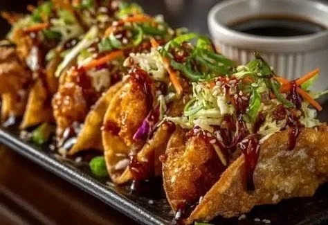 Crispy Teriyaki Chicken Wonton Tacos
