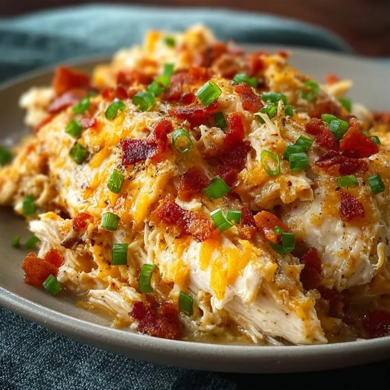 Bowl of Crockpot Crack Chicken garnished with green onions and herbs