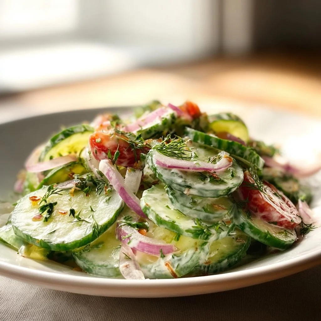 Delicious Cucumber Ranch Crack Salad with fresh cucumbers and ranch dressing