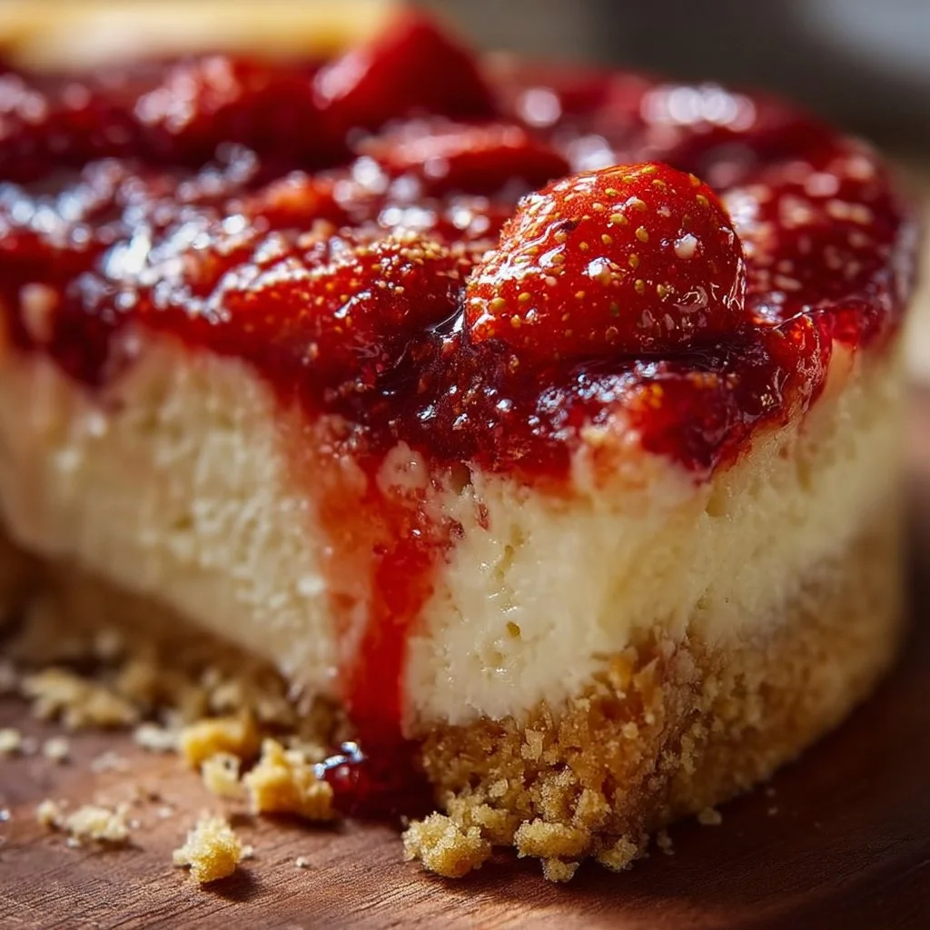 Decadent Creamy Baked Strawberry Cheesecake