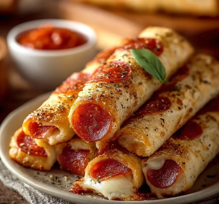 Delicious pepperoni pizza roll breadsticks ready for snacking