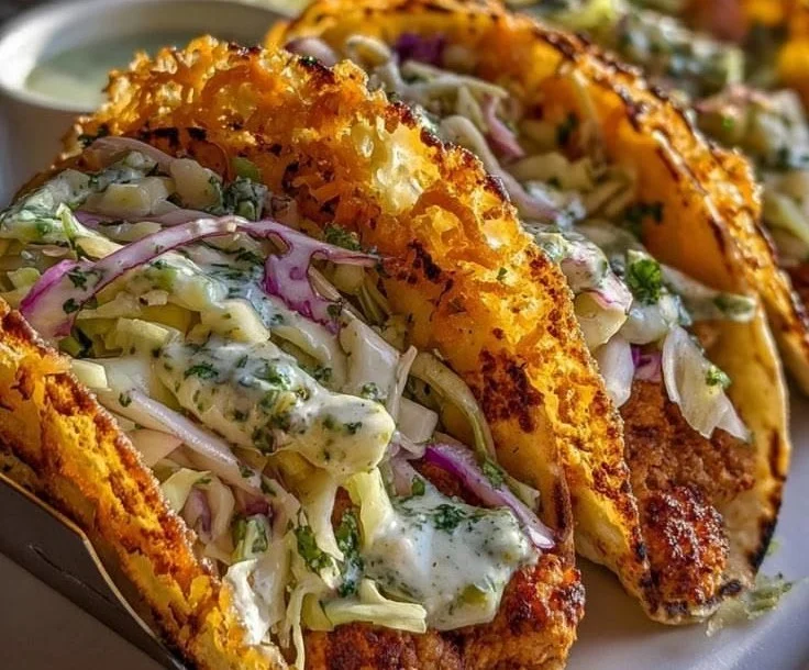 Dill Pickle Ranch Smash Chicken Tacos with Crispy Cheese Delight