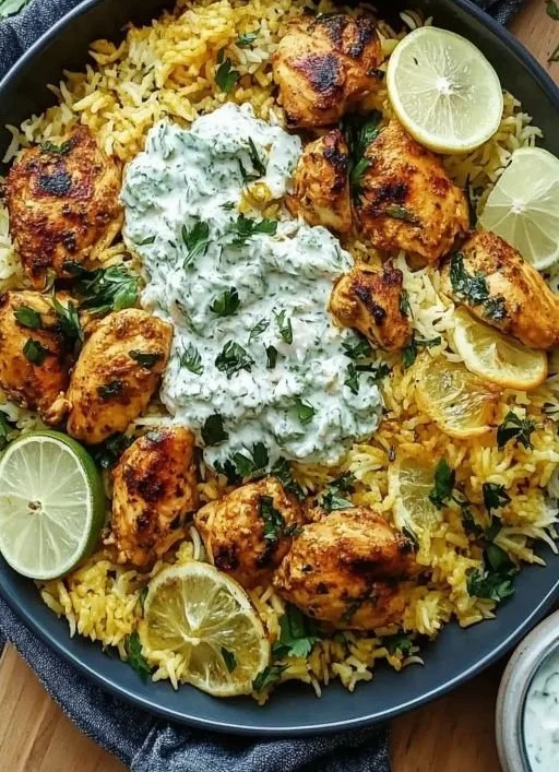 Dump-and-Bake Chicken Tzatziki Rice