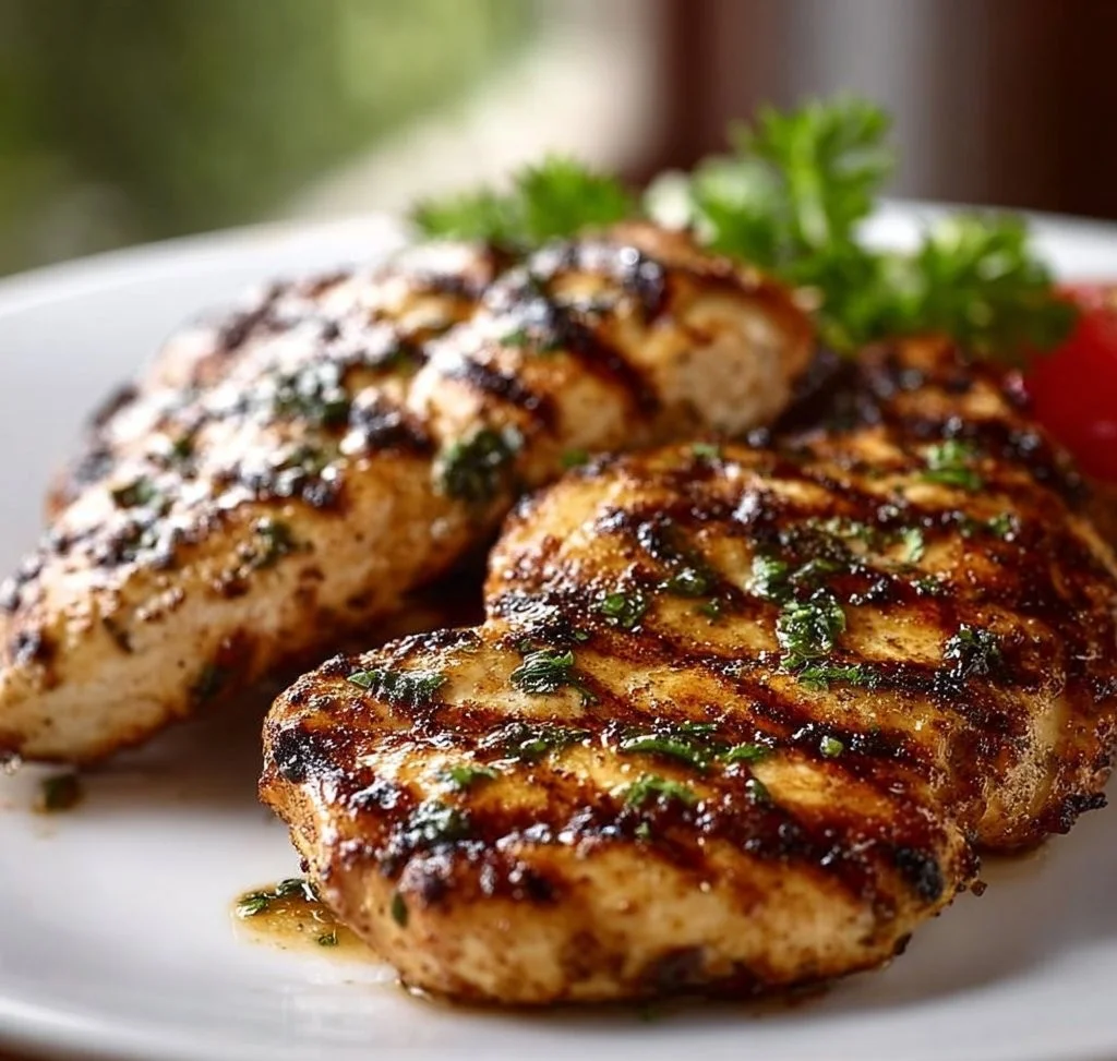 Juicy and flavorful easy grilled chicken served on a plate