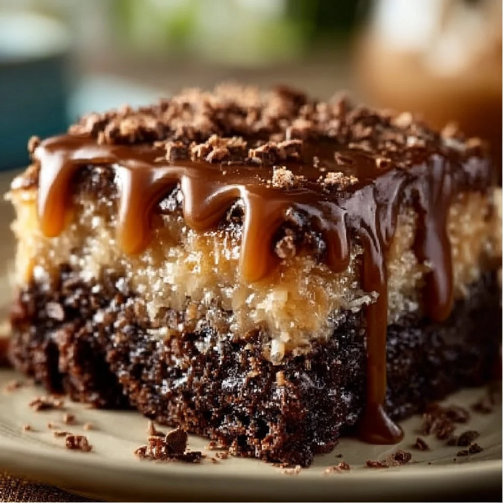 German Chocolate Poke Cake