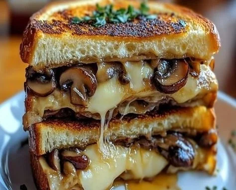 Grilled Cheese with Gouda, Roasted Mushrooms, and Onion