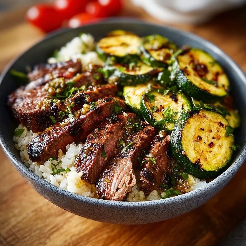 Grilled Steak Bowl with Zucchini