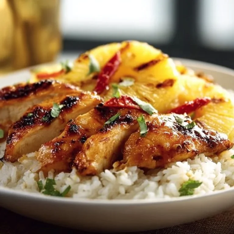 Delicious Hawaiian Chicken served with pineapple and coconut rice.