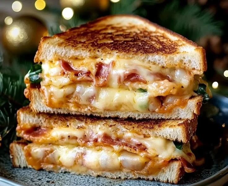 Hawaiian Pizza Grilled Cheese Sandwich with pineapple and ham