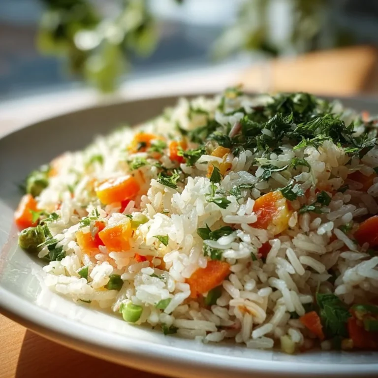 Plate of Herbed Vegetable Rice with assorted vegetables and herbs