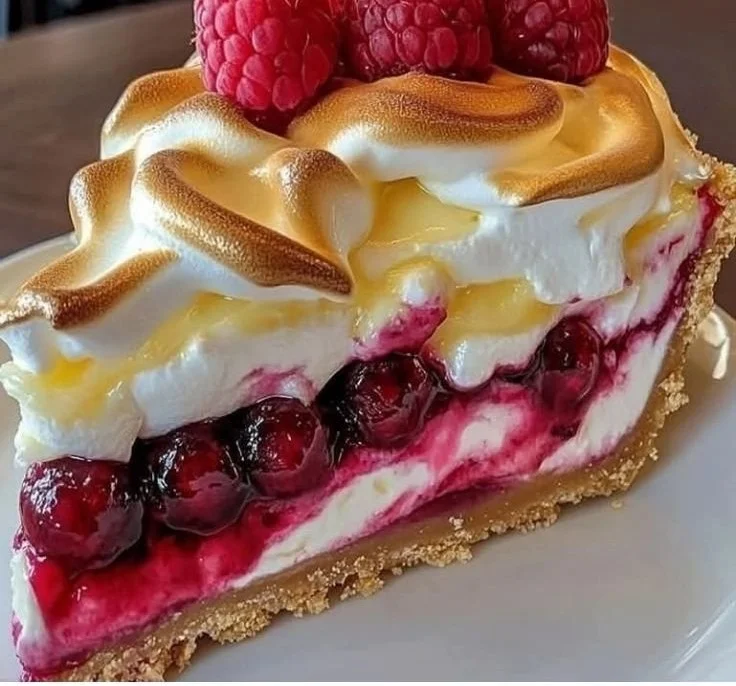 Ultimate Heavenly Lemon Raspberry Meringue Cheesecake - No-Bake