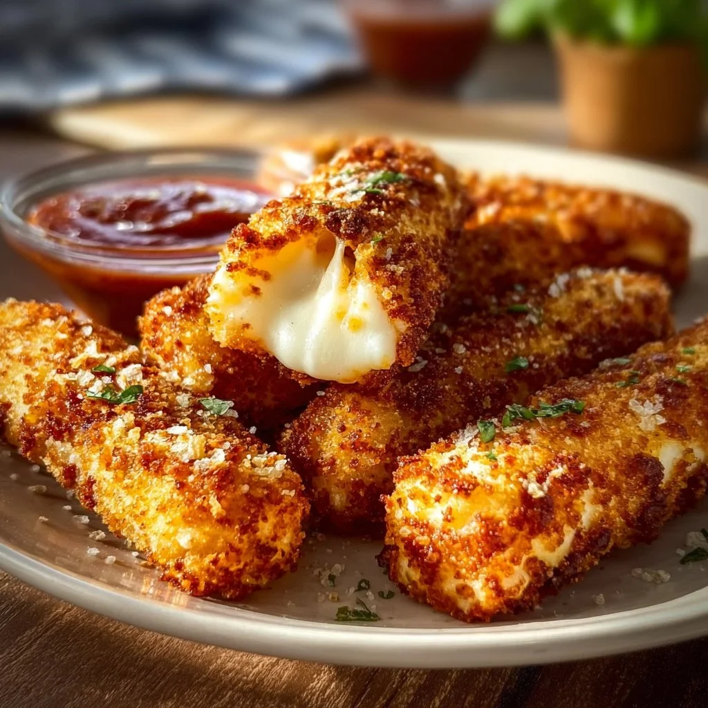 Deliciously crispy mozzarella sticks served with marinara sauce