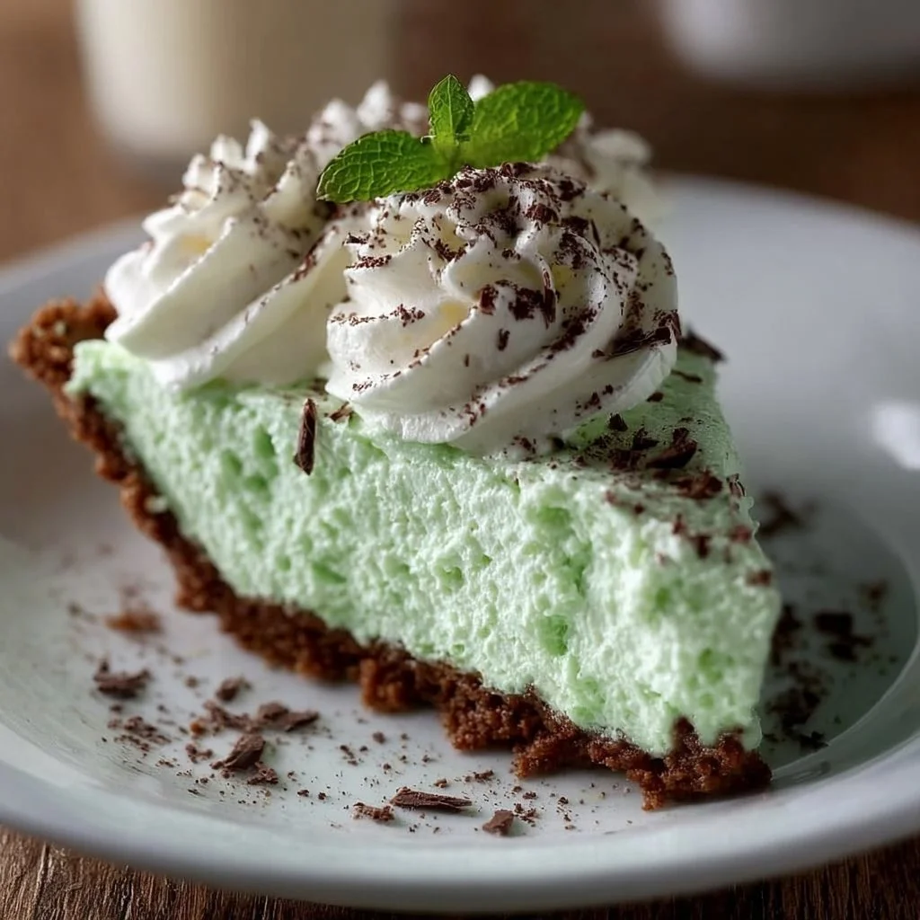 No-Bake Shamrock Shake Pie with mint and cream filling