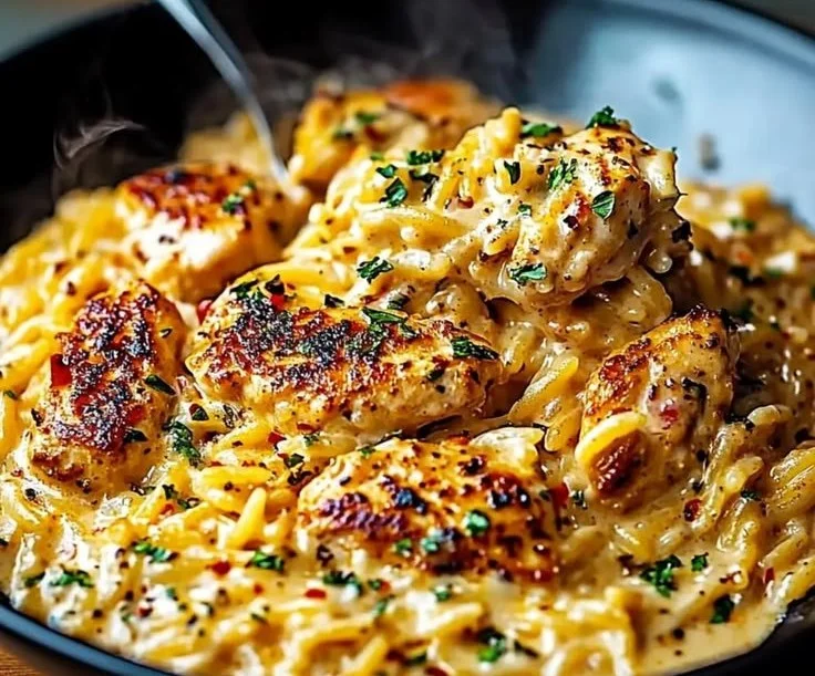 One Pot Cajun Chicken Alfredo Orzo