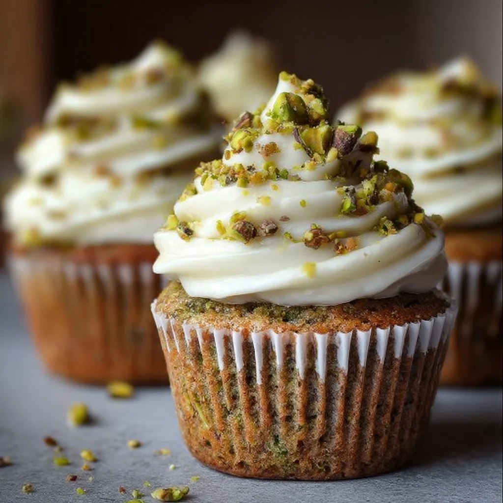 Pistachio Cupcakes with Vanilla Buttercream Frosting